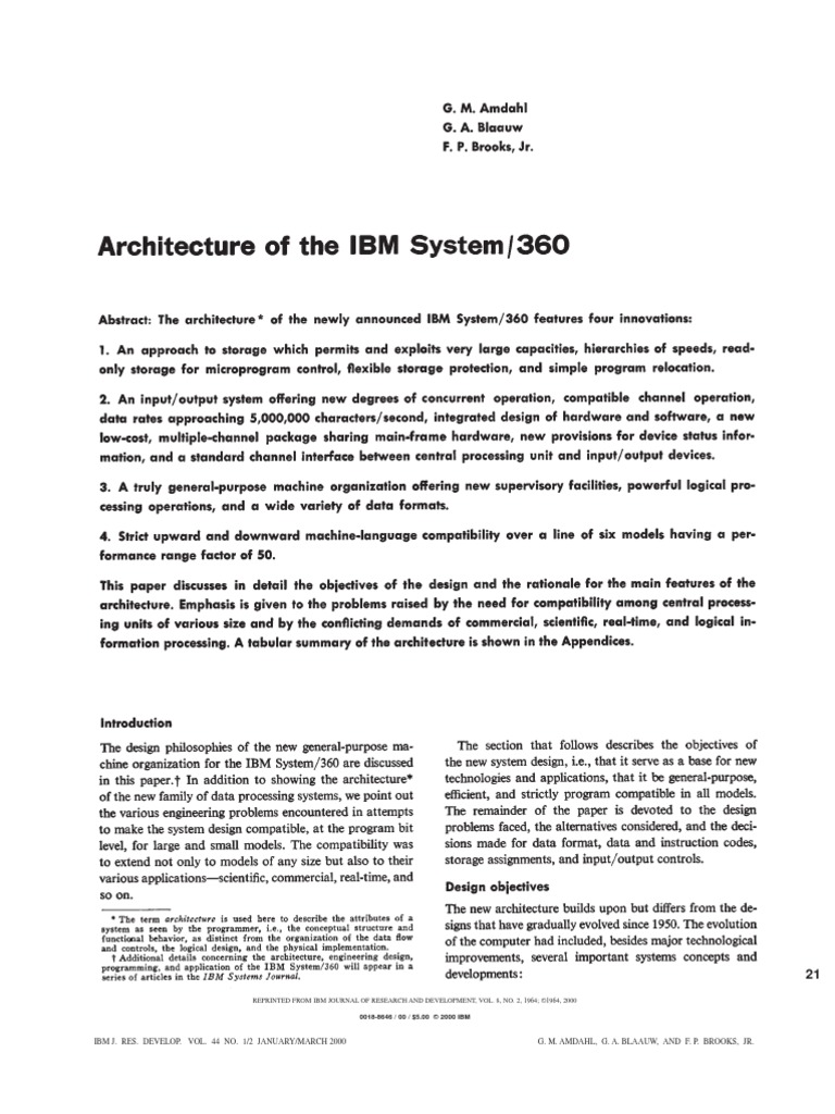 Architecture of The IBM System 360 | PDF | Ibm | Computer Architecture