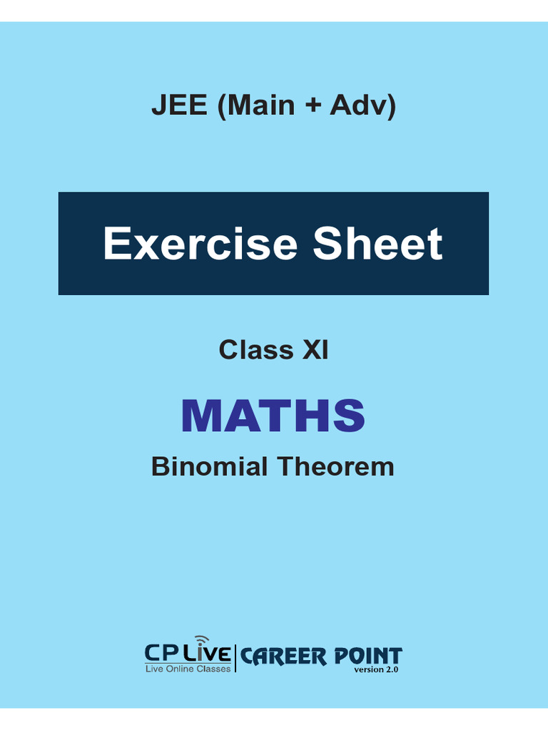Binomial Theorem Exercises for JEE | PDF | Combinatorics | Numbers