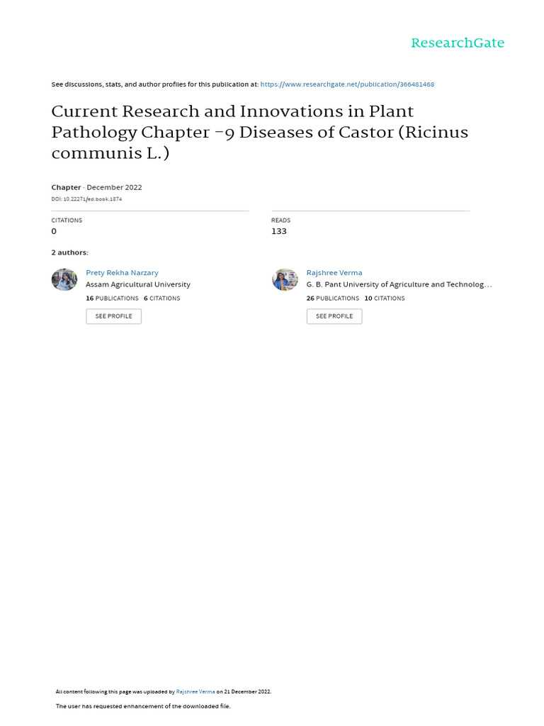 Diseases of Castor 2 PDF Botany Organisms