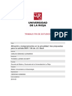Trabajo Fin de Estudios: Afinación y Temperamentos en La Actualidad: Tres Propuestas para La Cantata BWV 106 de J.S. Bach