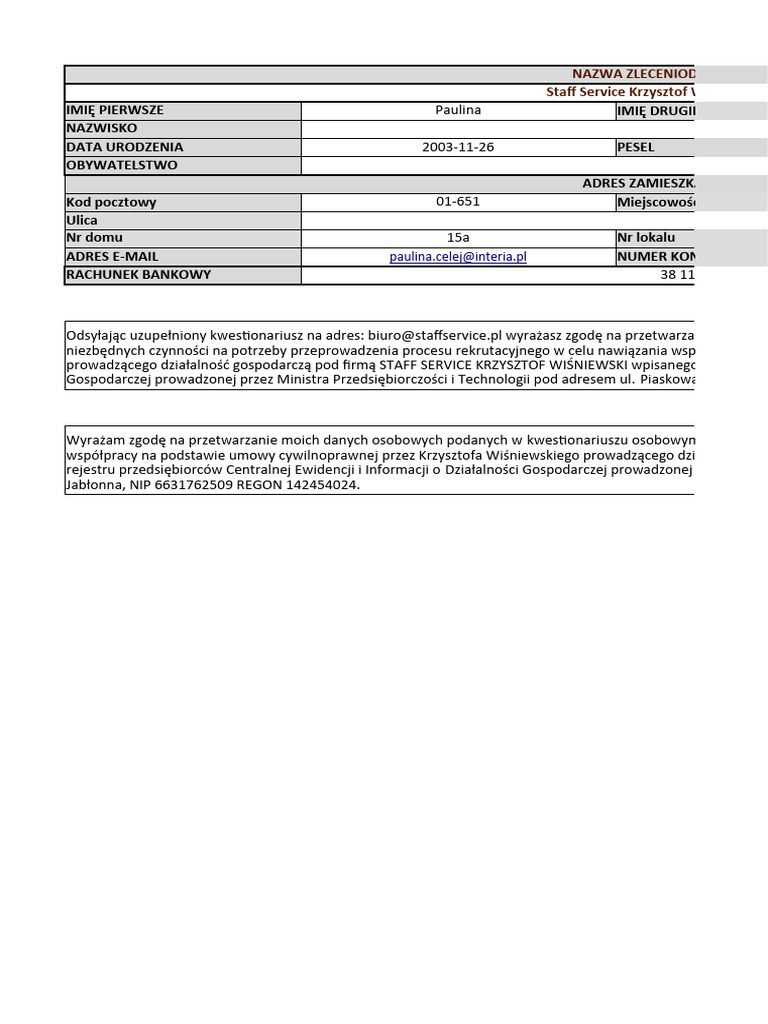 KWESTIONARIUSZ OSOBOWY DANE KONTAKTOWE CO WPISA visual data 6