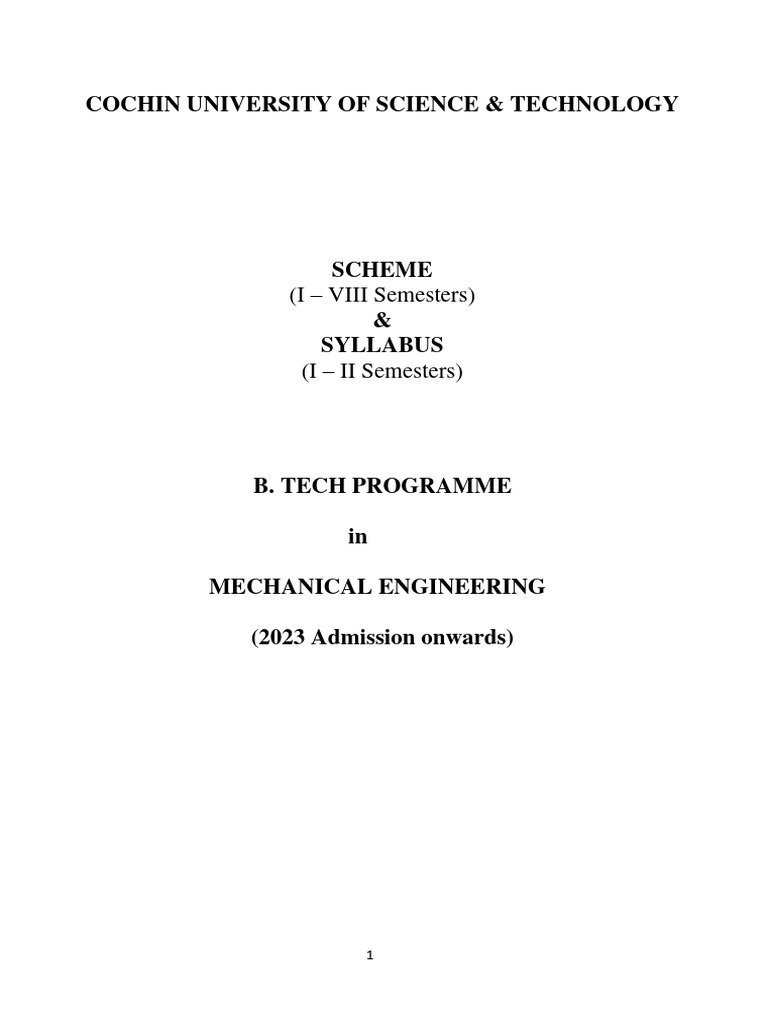 B.Tech Mechanical Engineering Syllabus | PDF | Integral | Differential ...