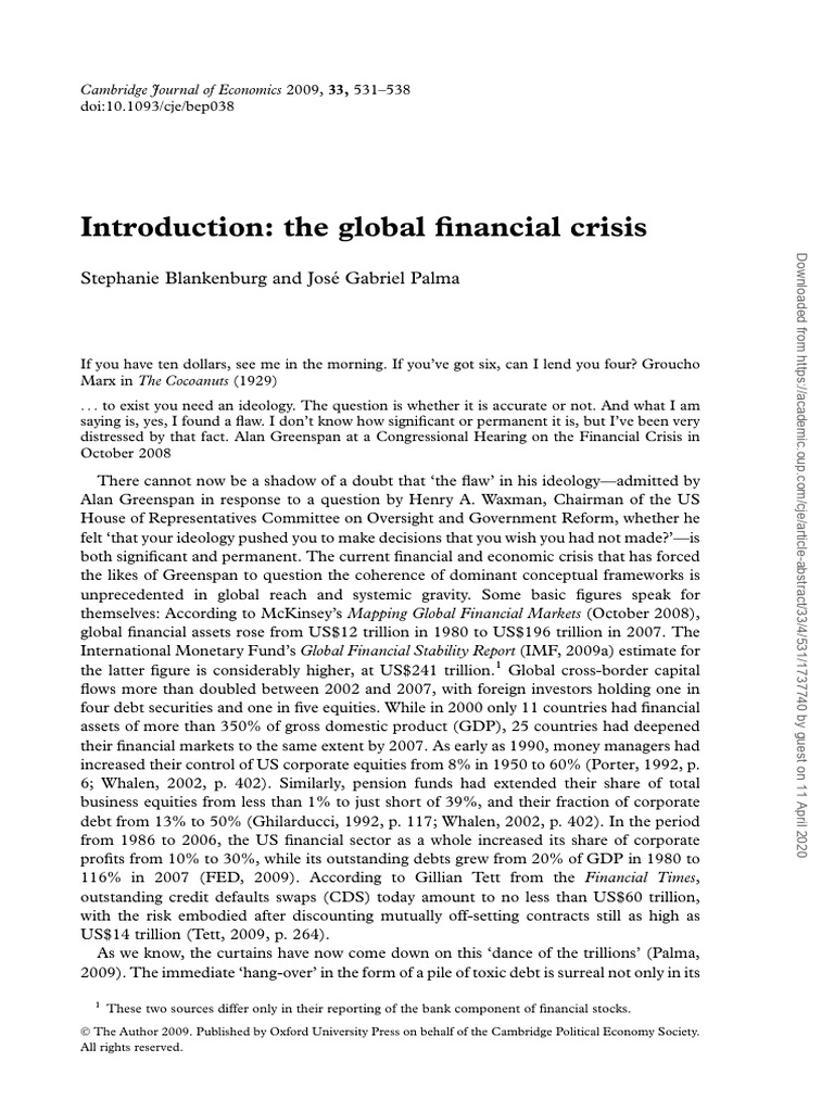 Introduction The Global Financial Crisis | PDF | John Maynard Keynes ...