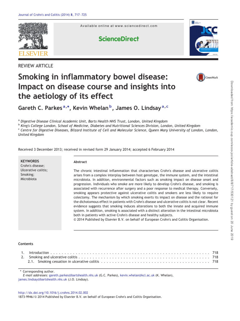 Ulcerative Colitis and Smoking PDF Inflammatory Bowel Disease Crohn's Disease