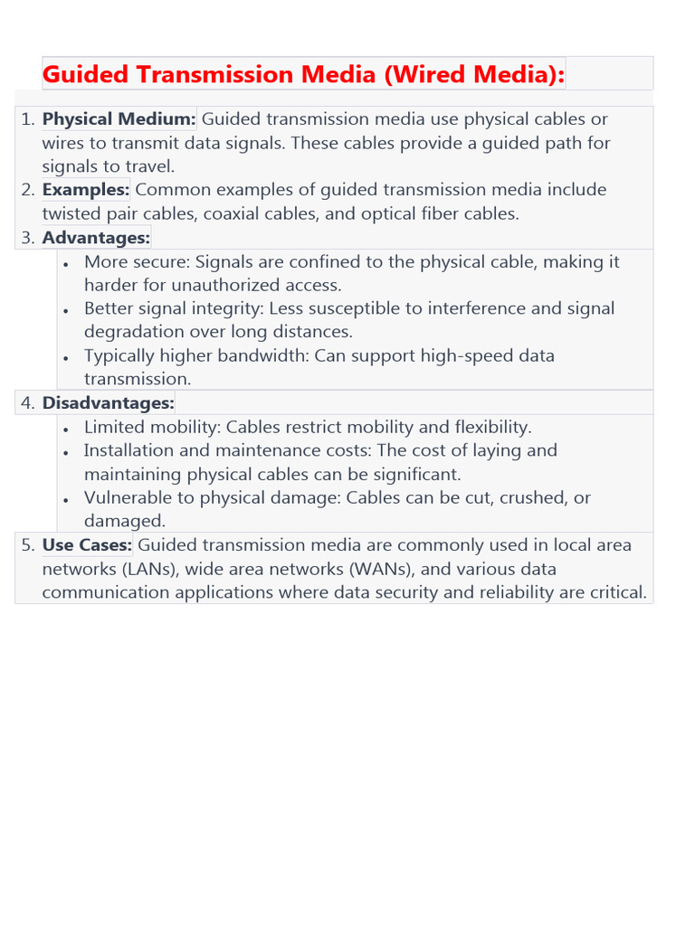 Guided vs. Unguided Transmission Media | PDF | Science & Mathematics ...