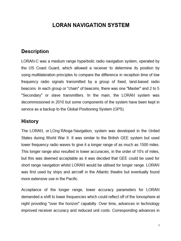 Loran Navigation System Description PDF Computer Engineering