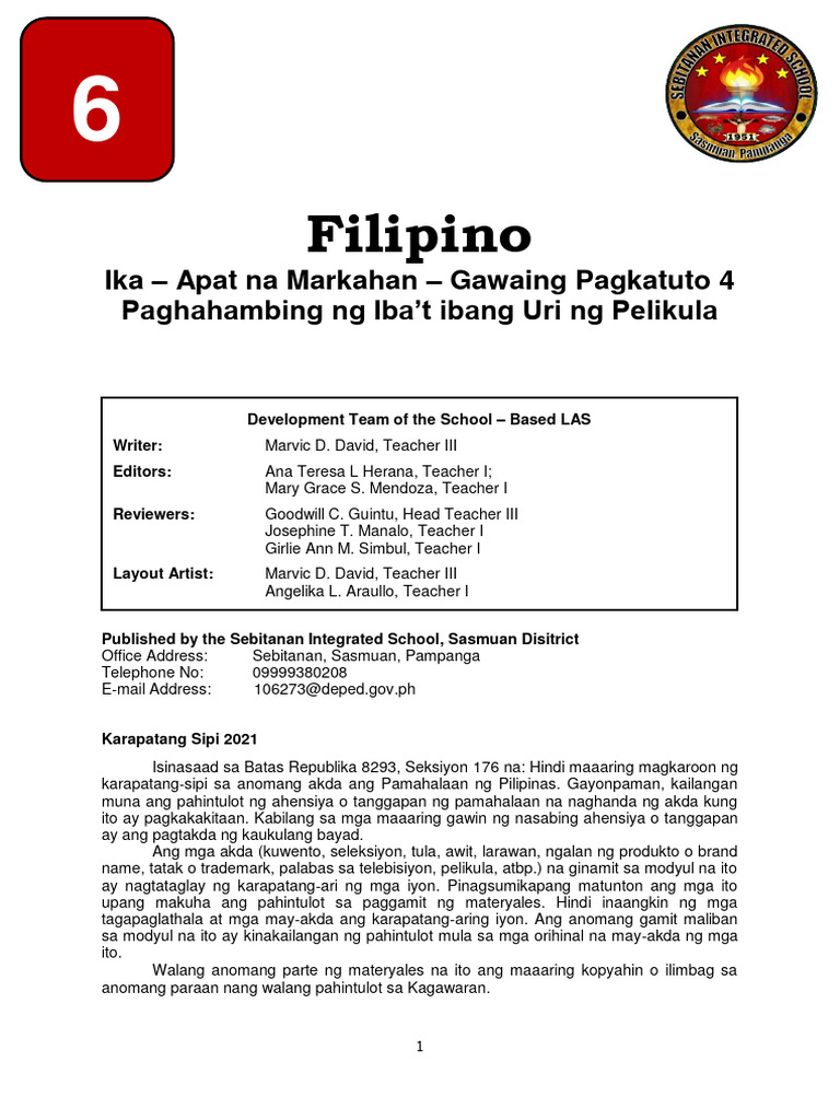 LAS - Filipino 6 Q4 | PDF
