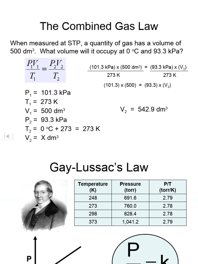 Combined Gas Law PDF Gases Chemistry