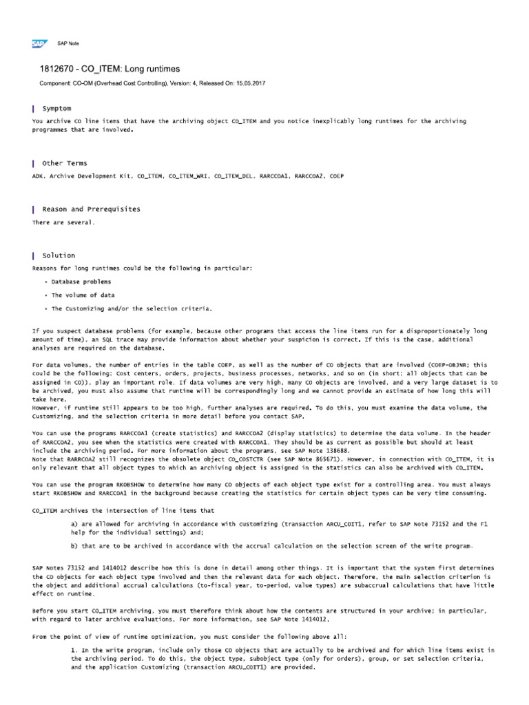 CO - ITEM Long Runtimes | PDF