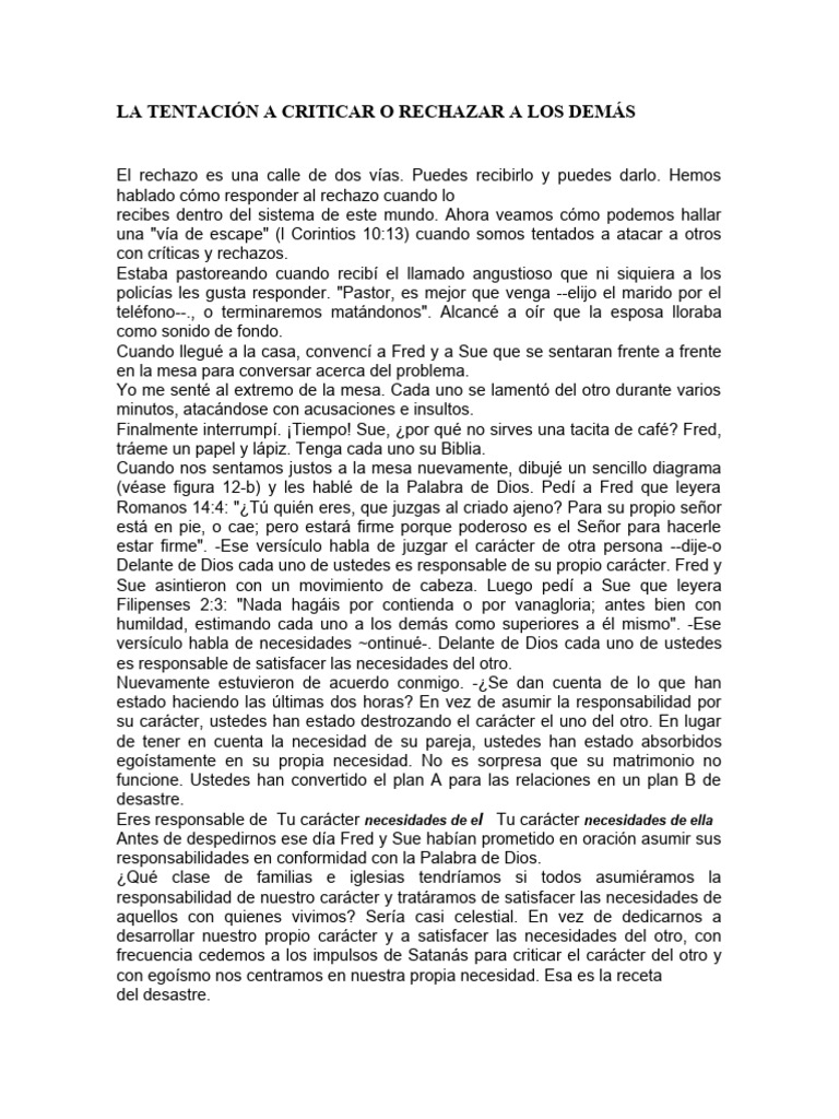 La Tentación A Criticar o Rechazar A Los Demás | PDF
