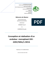 Conception Et Réalisation D'un Onduleur Monophasé 24V-220V/50Hz/1.5KVA