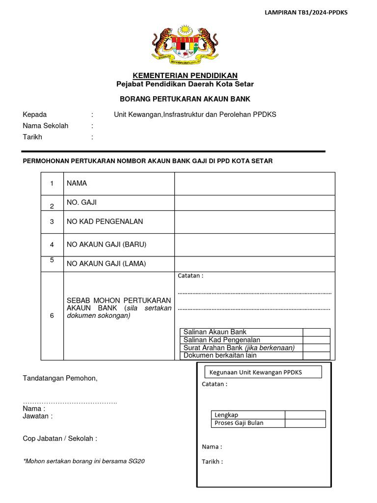 Borang Tukar No Akaun PPDKS 2024 | PDF
