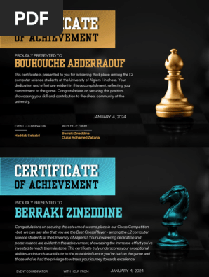 Chess Competition Certificate
