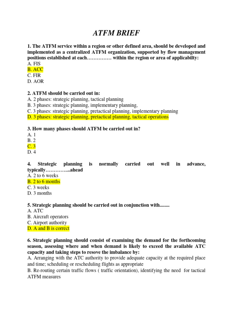 ATFM Brief | PDF | Air Traffic Control | Airport
