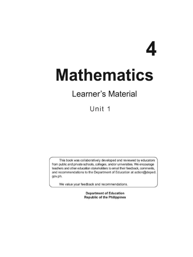 Grade 4 Learners Material in Mathematics q1q4 | PDF