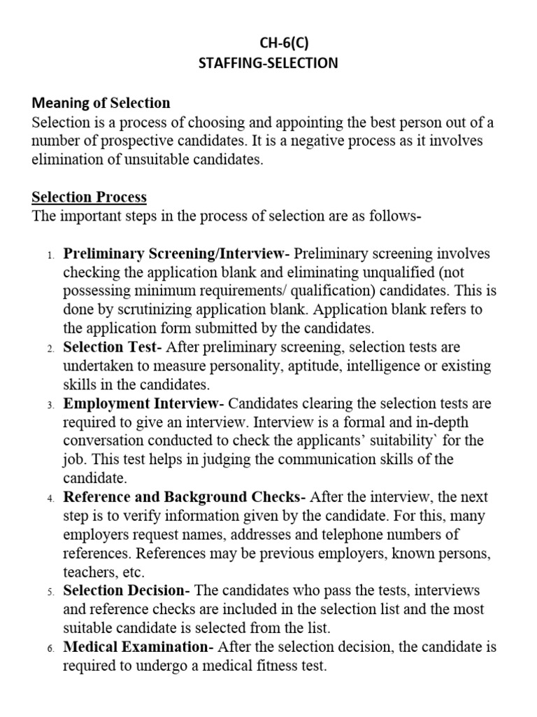 Ch 6 C Selection Pdf Recruitment Behavioural Sciences