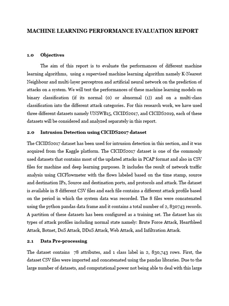 Machine Learning Performance Evaluation Report | PDF | Statistical ...