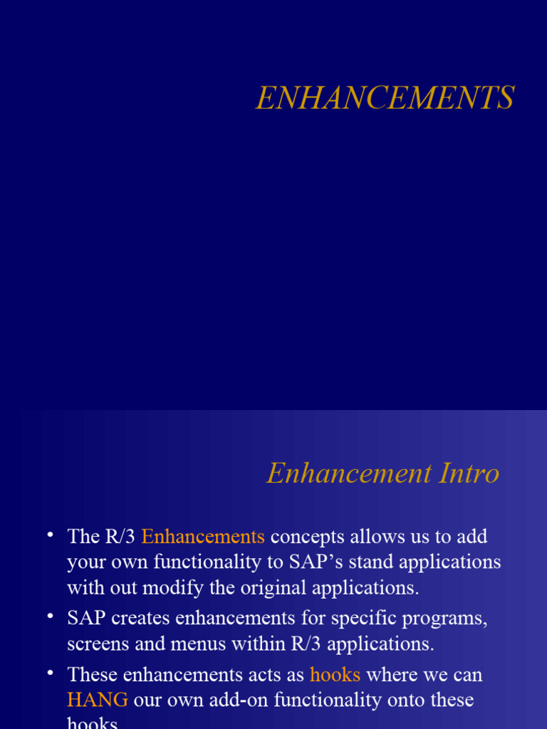 SAP R/3 Enhancements Guide | PDF | Menu (Computing) | Computer Programming