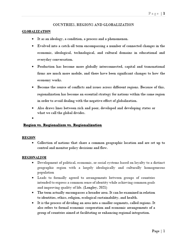 Globalization and Regional Dynamics Explained | PDF | Governance ...