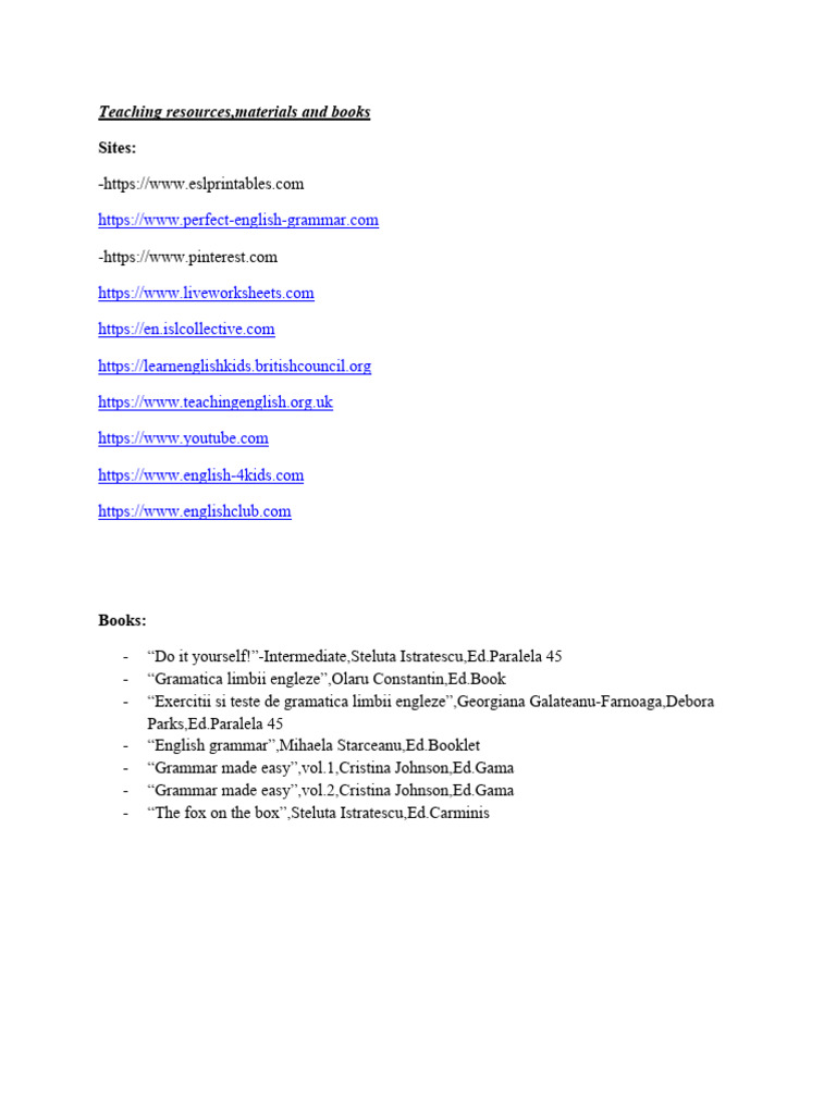 Teaching Resources and Materials PDF