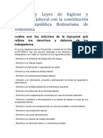 Normas y Leyes de Higiene y Seguridad Laboral Con La Constitución de La República Bolivariana de Venezuela