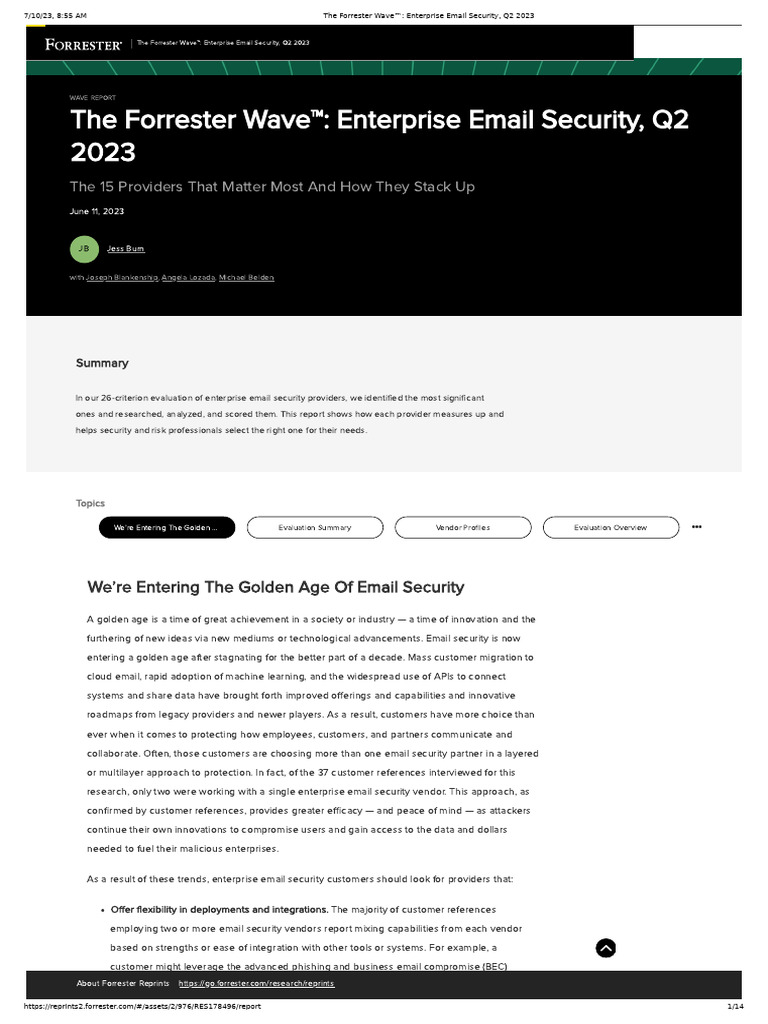 The Forrester Wave™ - Enterprise Email Security, Q2 2023 | PDF ...