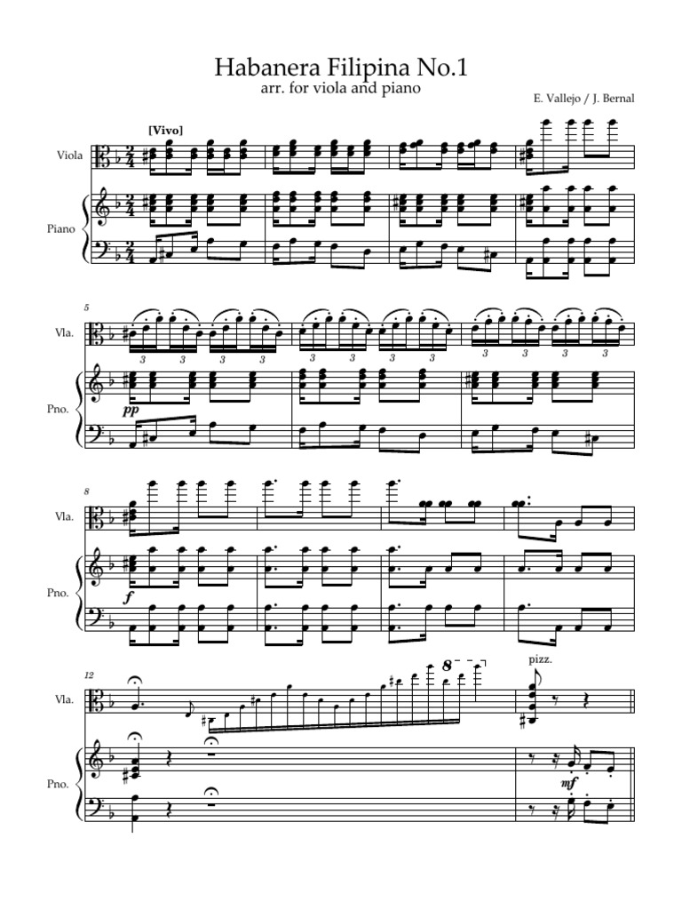 Habanera 1 Viola Arrangement Pdf String Instruments