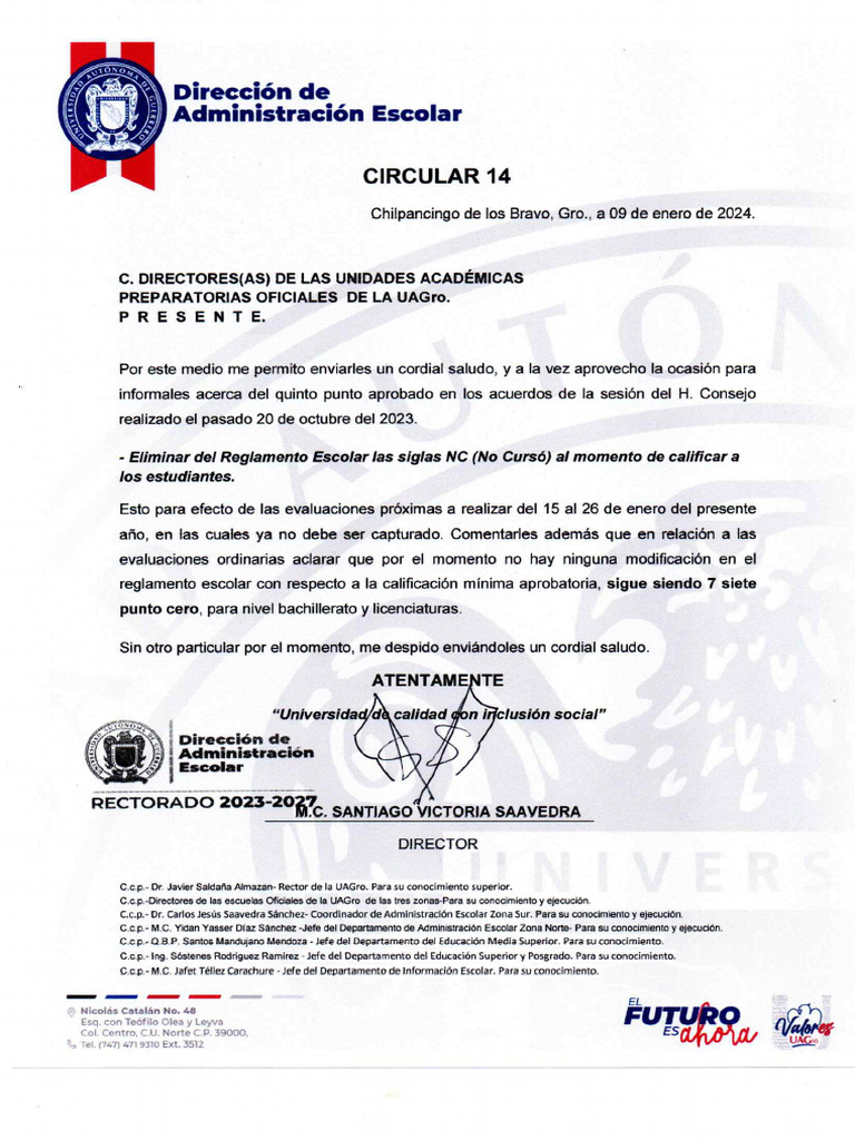 CIRCULAR 14 Uagro | PDF
