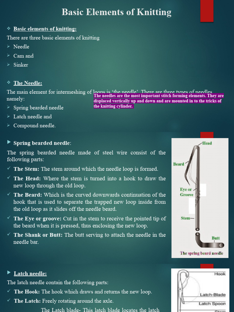 Basic Elements of Knitting PDF Knitting Tools