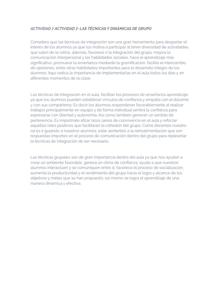 Técnicas de Grupo en el Aula | PDF
