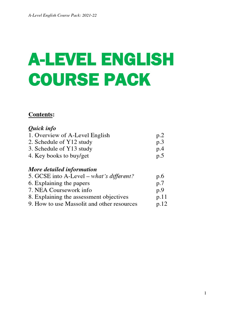 English KS5 Course Pack 2021-22 | PDF