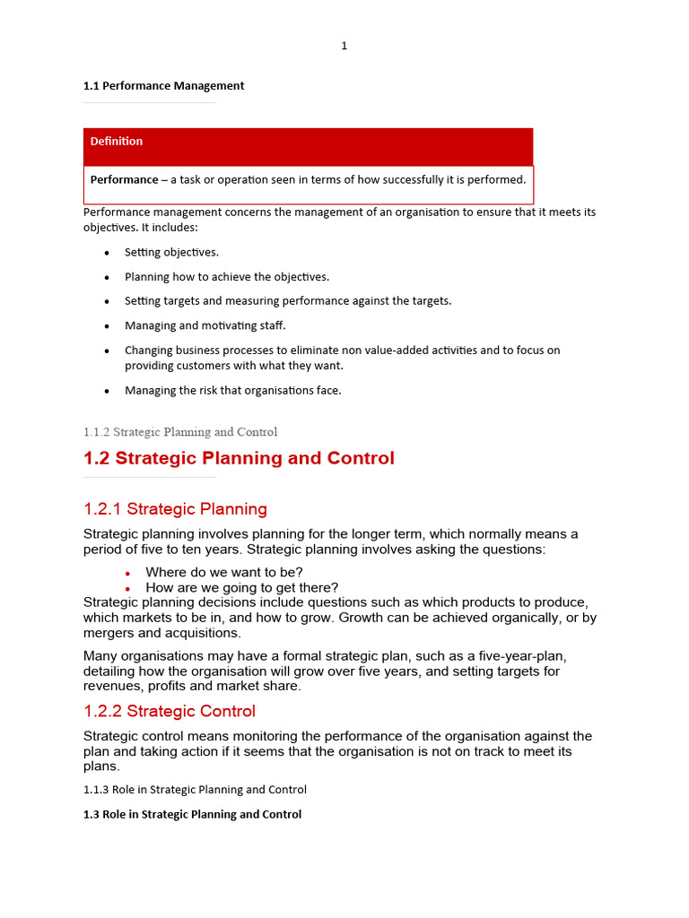 Performance Management and Strategic Planning | PDF | Strategic ...