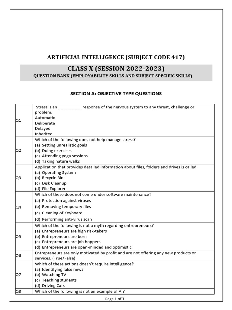 X - AI - Question Bank2022 | PDF | Artificial Intelligence ...