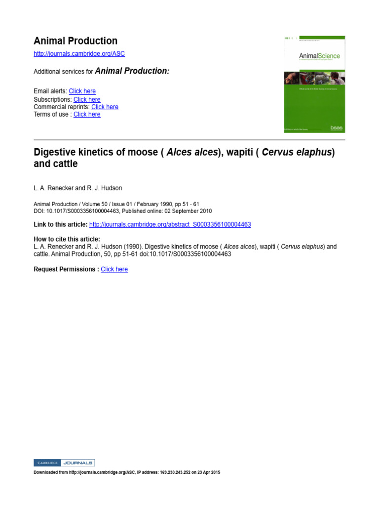 1990 Renecker Hudson Animal Science 50 1 Digestive Kinetics of Moose ...