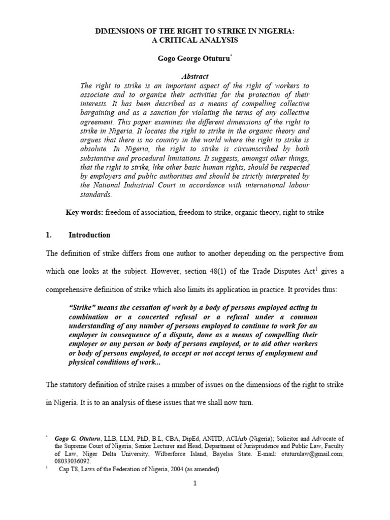 Dimensions Of Strike Pdf Strike Action Labour Law