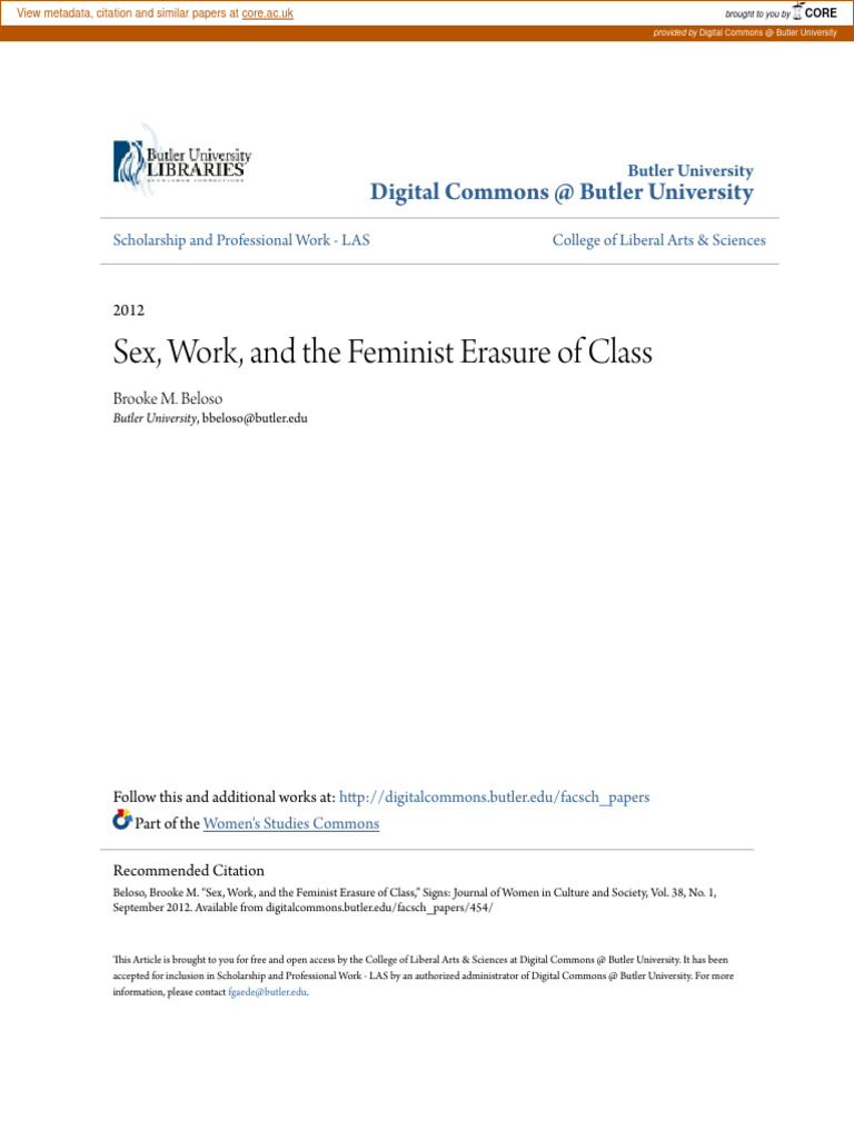 Feminism, Class, and Sex Work Analysis | PDF | Intersectionality | Feminism