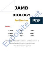 JAMB Past Questions For Biology