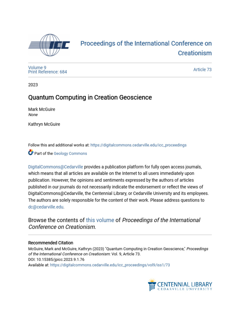 Quantum Computing in Creation Geoscience | PDF | Quantum Computing ...