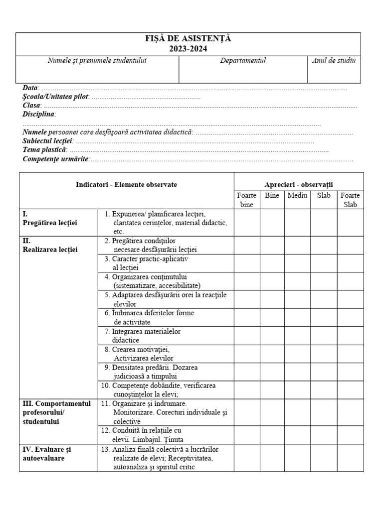 Model Fisa Asistenta | PDF