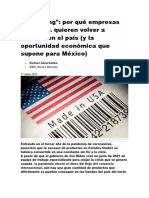 Reshoring Por Qué Empresas de EE - UU. Quieren Volver A Fabricar en El País y La Oportunidad Económica Que Supone para México