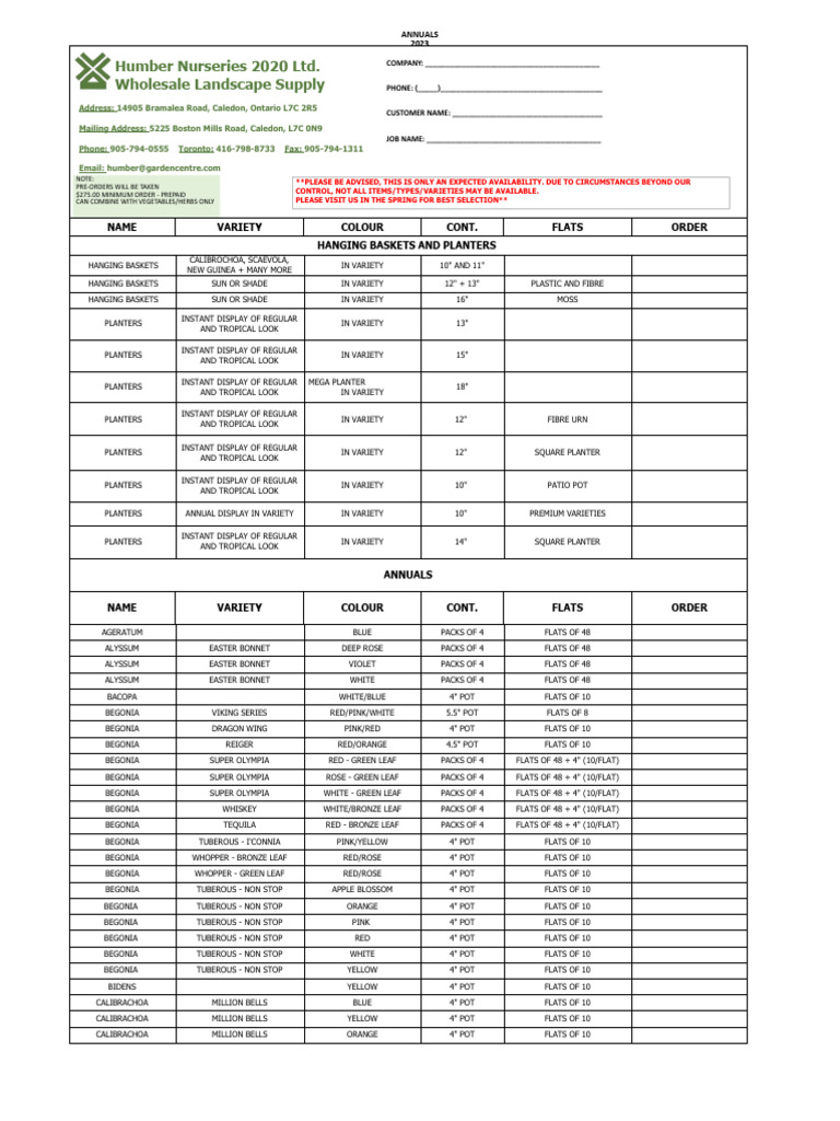 2023 Annuals Plant Availability List | PDF | Garden Plants | Qualia