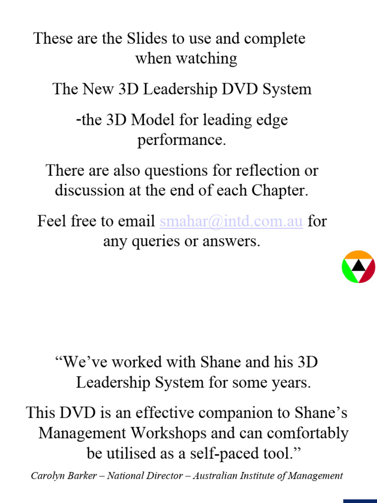 3D Leadership DVD System Overview | PDF