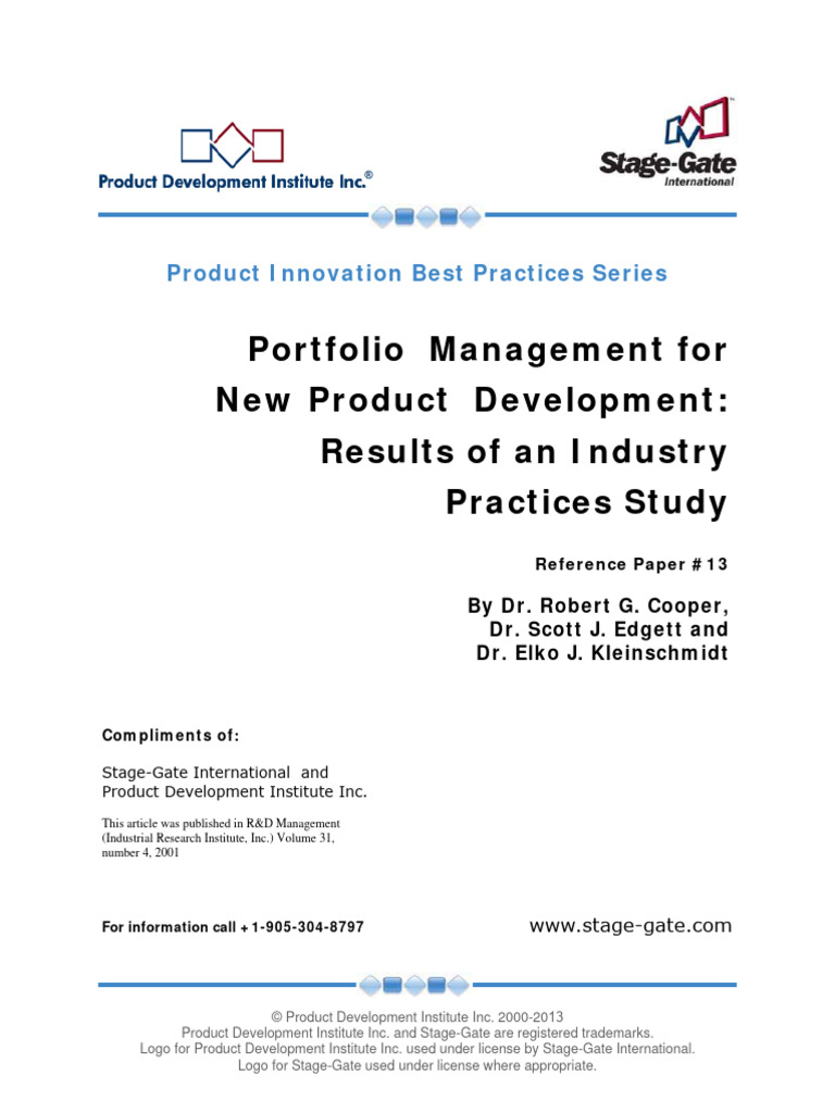 Portfolio Management For New Product Dev Download Free Pdf