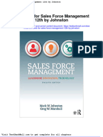 Full Download Test Bank For Sales Force Management 12th by Johnston PDF Full Chapter