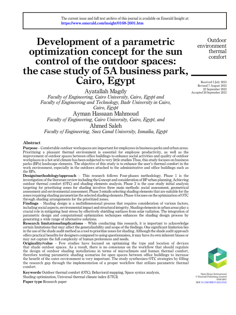 Development of a parametric optimization concept for the sun control of