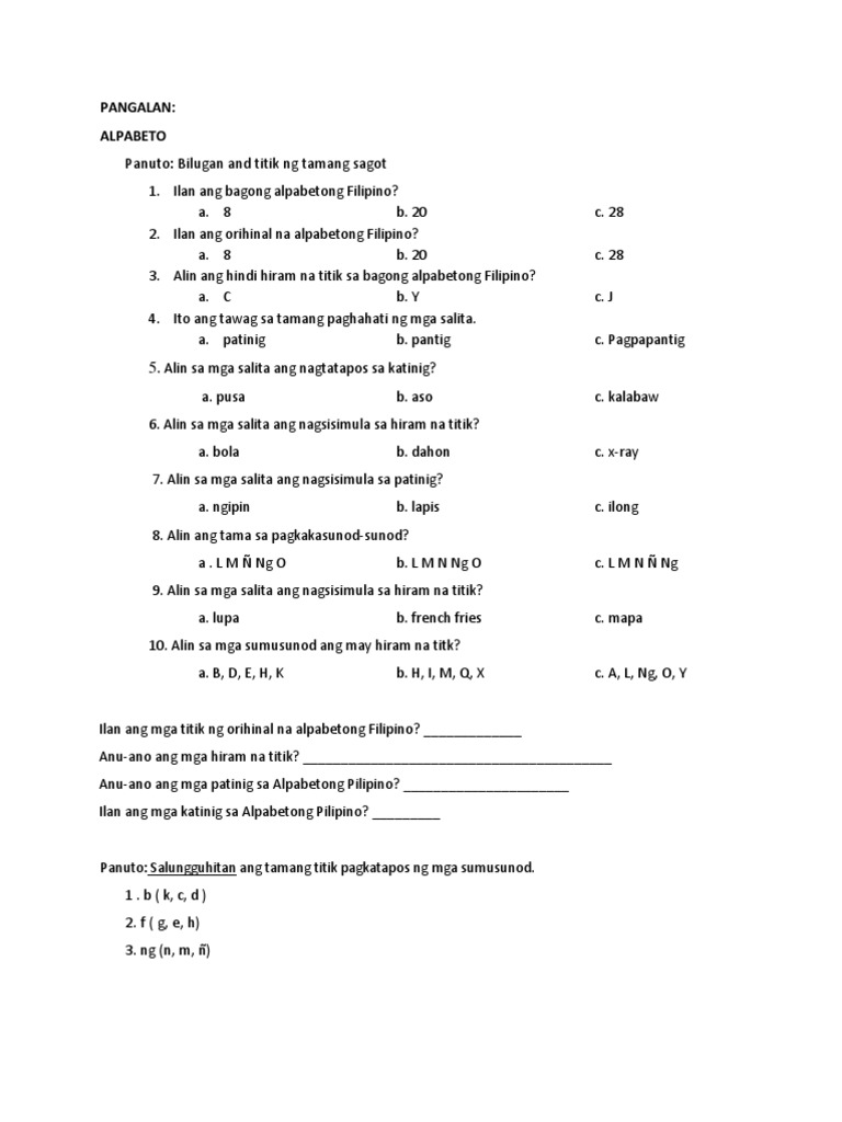 Filipino Grade 2 1Qtr Reviewer St. Mary's College QC | PDF