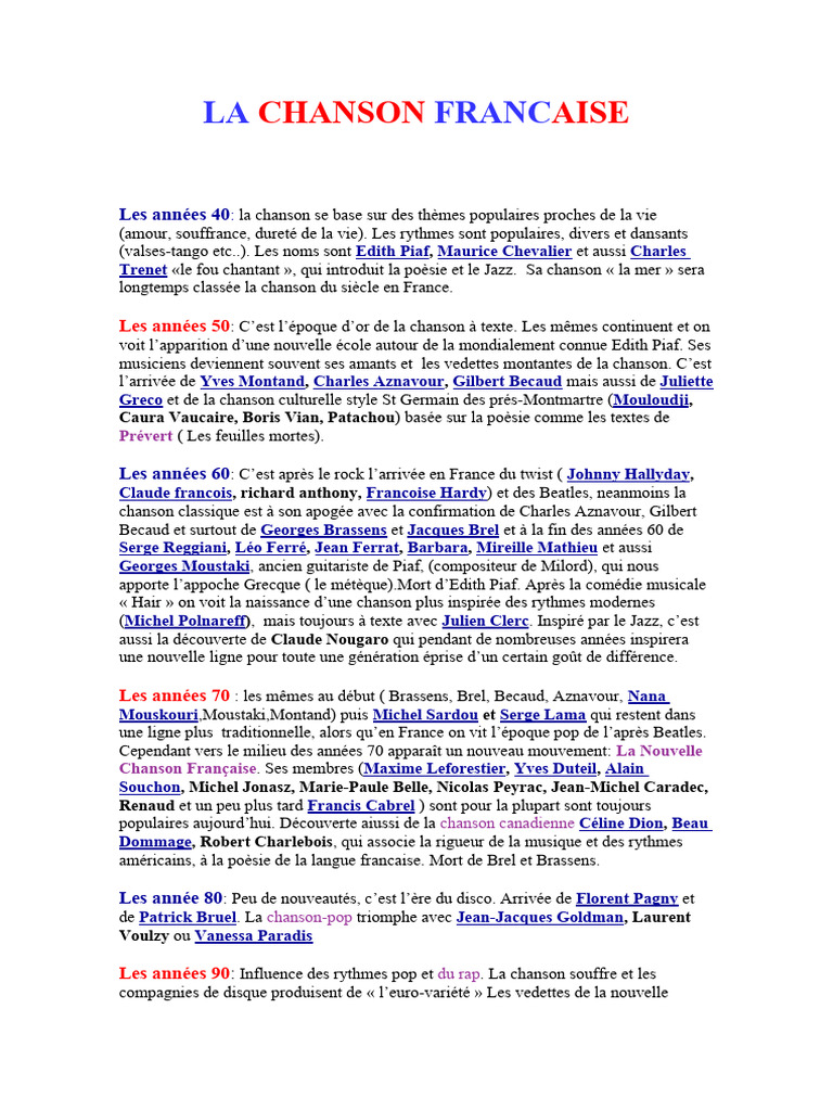 La Chanson Francaise PDF