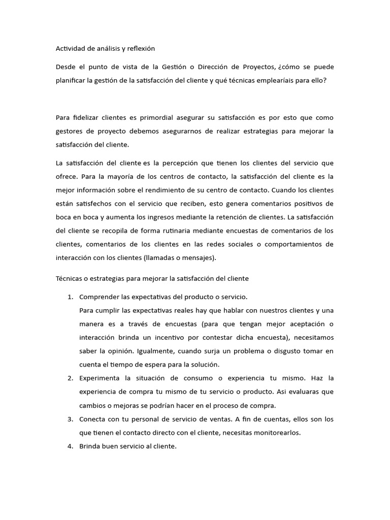 Gestion de La Calidad | PDF | La satisfacción del cliente | Cliente