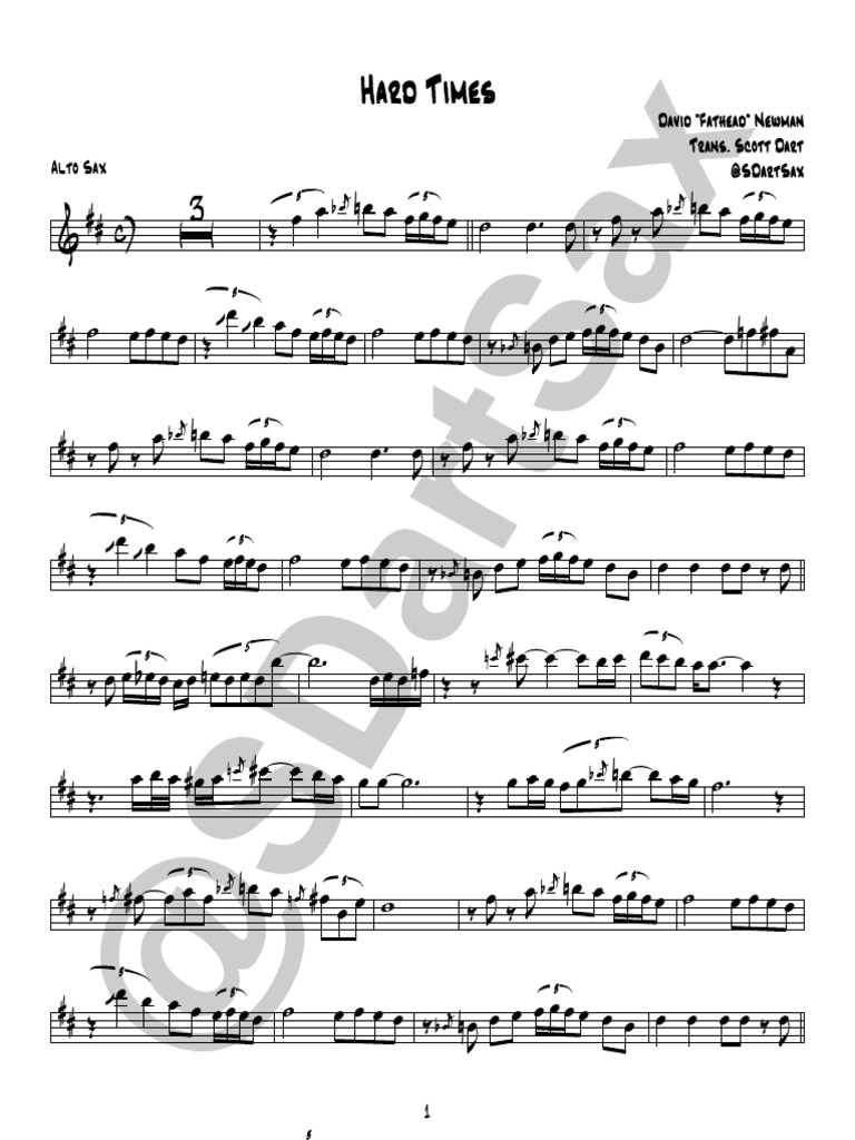 David Fathead Newman Hard Times | PDF