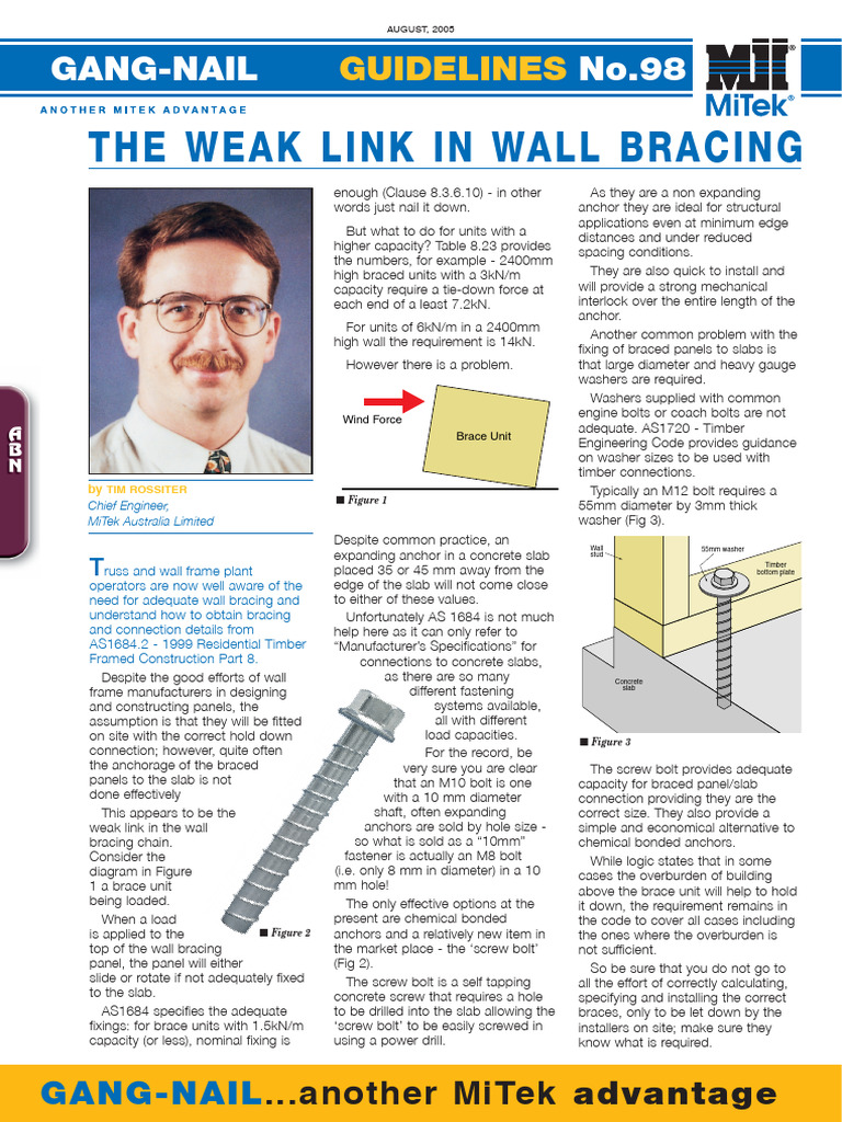 GNGuideline98 Wall Bracing TieDown PDF Screw Building